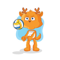 fawn play volleyball mascot. cartoon vector