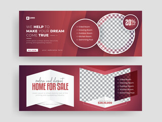 Modern home for sale Facebook cover Banner template design, Set of elegant modern abstract real estate corporate business Facebook cover, banner, web banner, social media post, timeline cover, Design