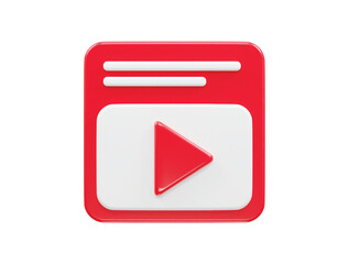 Video player icon 3d illustration vector transparent element