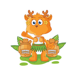fawn hawaiian waving character. cartoon mascot vector