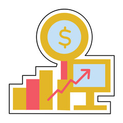 Sticker Adverising Research svg design vector icon