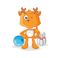 fawn play bowling illustration. character vector