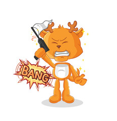 fawn warning shot mascot. cartoon vector