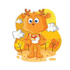 Obraz na płótnie Canvas fawn in the autumn. cartoon mascot vector