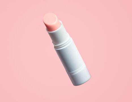 Generative AI illustration of pink lipstick in white tube