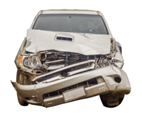 car which crashed with another car until it was demolished.