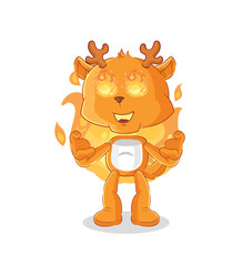 fawn on fire mascot. cartoon vector