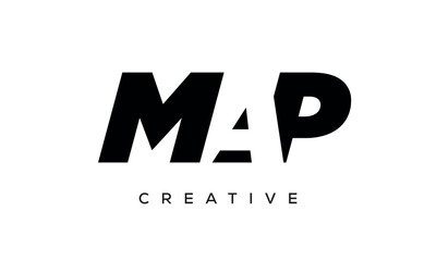 MAP letters negative space logo design. creative typography monogram vector	
