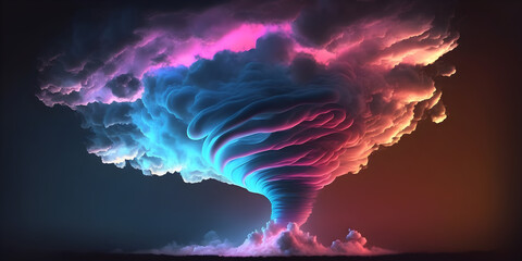 Abstract Sunset Tornado neon cloud glowing