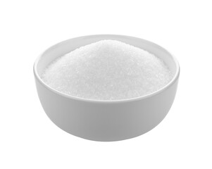 White sugar in white bowl on transparent png