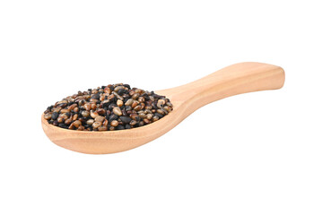sesame seeds in wooden spoon on transparent png
