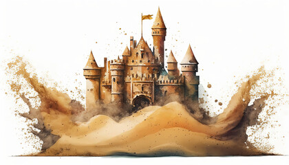 Sandcastle - Summer - Watercolor - Generative AI Art