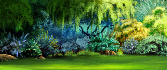 Naklejka premium Plants in the rainforest illustration