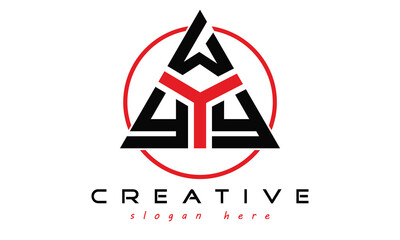 YWY three letter creative triangle shape in circle logo design vector template. typography logo | Letter mark logo | initial logo | wordmark logo | minimalist logo | gaming logo | emblem logo