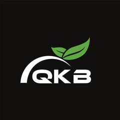 QKB letter nature logo design on black background. QKB creative initials letter leaf logo concept. QKB letter design.
