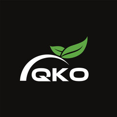 Fototapeta premium QKO letter nature logo design on black background. QKO creative initials letter leaf logo concept. QKO letter design.