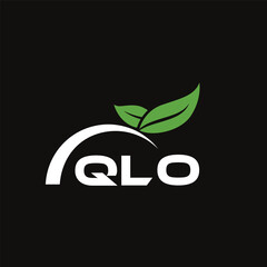 QLO letter nature logo design on black background. QLO creative initials letter leaf logo concept. QLO letter design.