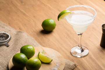 Classic Margarita cocktail fresh tequila, lime and orange liqueur