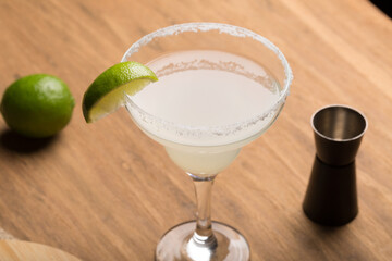 Classic Margarita cocktail fresh tequila, lime and orange liqueur