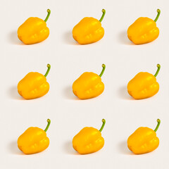 Seamless pattern with fresh bell pepper on white background.