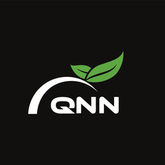 QNN letter nature logo design on black background. QNN creative initials letter leaf logo concept. QNN letter design.