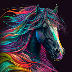 Obraz na płótnie Canvas Horse Colorfully Whimsical 