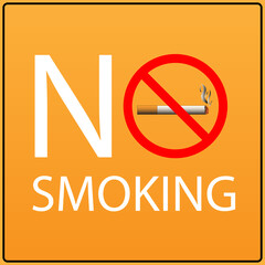 The sign no smoking on a yellow background.