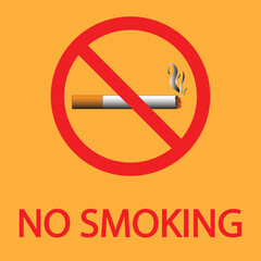 The sign no smoking on a yellow background.