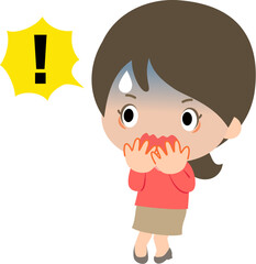 驚いて青ざめる女性