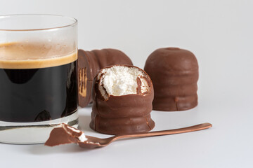 Israeli winter dessert Krembo (cool whip candy) for coffee drinking.