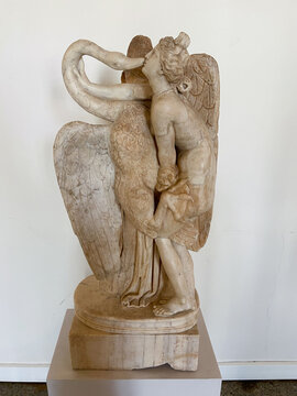 Venice, Italy - February 17, 2023: Leda and the Swan sculpture in Art and Historic Correr Museum (Museo Correr) in Venice city