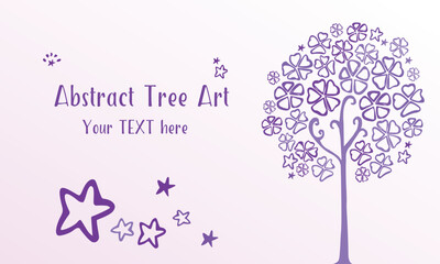 Abstract tree art lucky clover sweet dream star kid card template