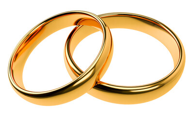 Illustration of two wedding gold rings isolated. Unity concepts. png transparent