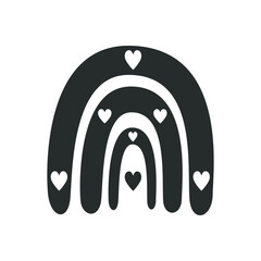 Flat vector hippy boho illustration. Hand drawn retro groovy rainbow