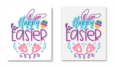 Happy Easter T Shirt Design With Egg And Bunny Ears Vector.