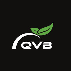 QVB letter nature logo design on black background. QVB creative initials letter leaf logo concept. QVB letter design.