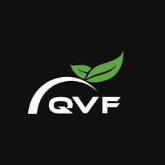 QVF letter nature logo design on black background. QVF creative initials letter leaf logo concept. QVF letter design.