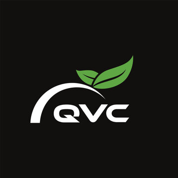 QVC letter nature logo design on black background. QVC creative initials letter leaf logo concept. QVC letter design