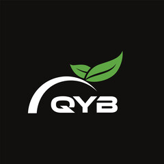 QYB letter nature logo design on black background. QYB creative initials letter leaf logo concept. QYB letter design.