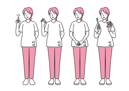 女性の衛生士,歯科衛生士,歯科医師のイラスト