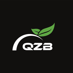 QZB letter nature logo design on black background. QZB creative initials letter leaf logo concept. QZB letter design.