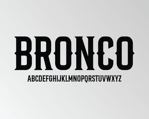 Bronco font for logo and headline. Isolated vector typeset