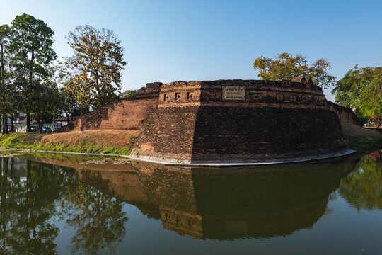 Katam Corner and moat of old chiang mai city in thailand.