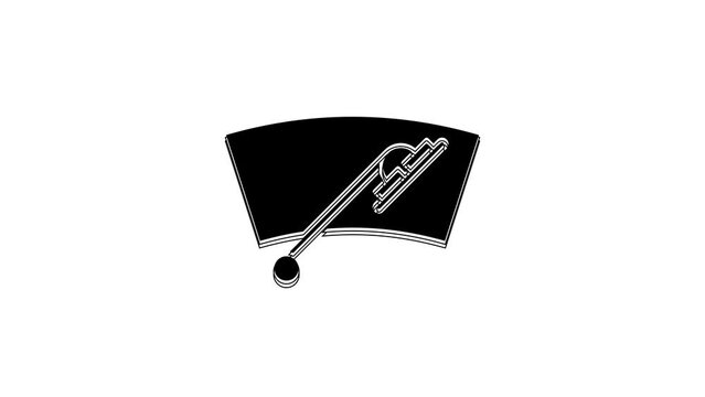 Black Windscreen wiper icon isolated on white background. 4K Video motion graphic animation
