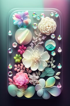 かわいい フラワーデコレーション 花の形の雑貨 キャンディのフェイクスイーツのイラスト  Generative AI