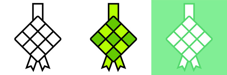 Ketupat Icon Set - Vector Illustration Collection of Indonesian Festive Symbols