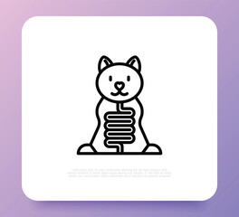 Veterinary clinic, diagnostics problem with pet digestive system. Thin line icon. Vector illustration.