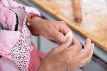 Bag wonton Catering Making hand close-up