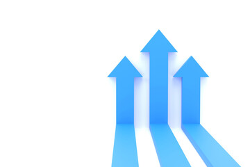 arrows rising on the wall, growth chart or graph investment - booming economic growth breaking record