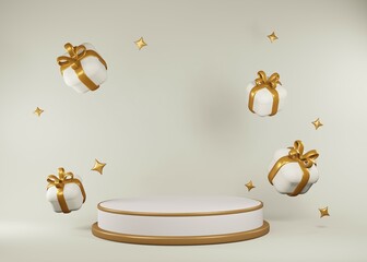 3D gold new year podium illustration. celebration concept.